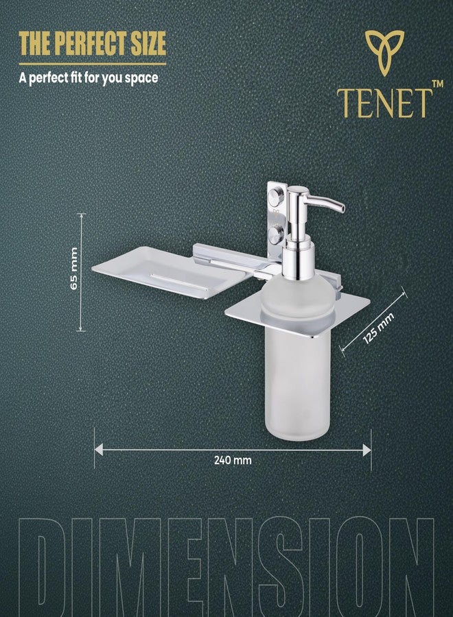 TENET Wall Mounted Soap Dish with Liquid Soap Dispenser | Stainless Steel Soap Tray with Pump Bottle Holder | 2 in 1 Bathroom Accessories Set (Chrome) | 1 Year Warranty - Image 3